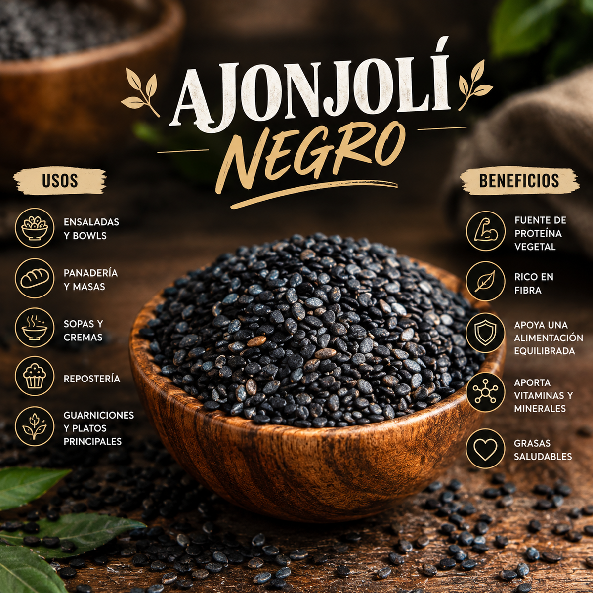 SEMILLA DE AJONJOLI NEGRO PREMIUM x 500 GRAMOS