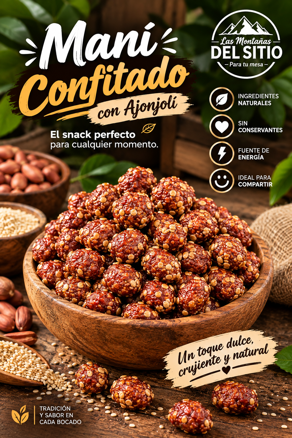 Maní confitado con ajonjolí