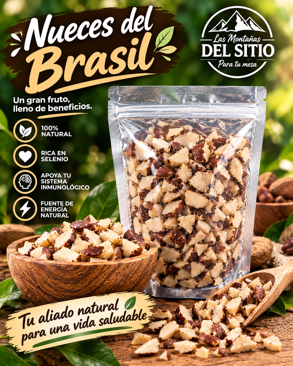 NUEZ DEL BRASIL EN TROZOS BUENA FUENTE DE SELENIO x 500 GRAMOS