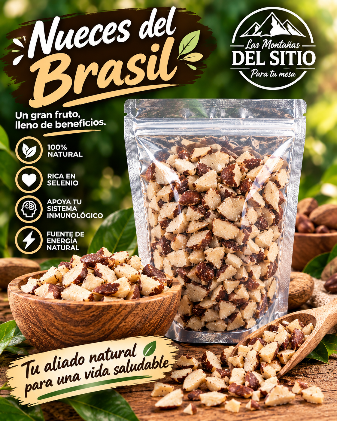 NUEZ DEL BRASIL EN TROZOS BUENA FUENTE DE SELENIO x 500 GRAMOS