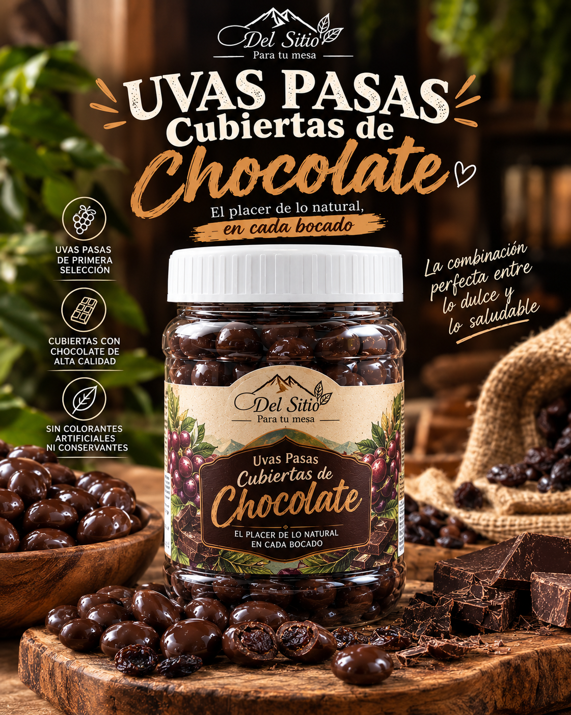 UVAS PASA RECUBIERTAS DE CHOCOLATE TODA OCACION