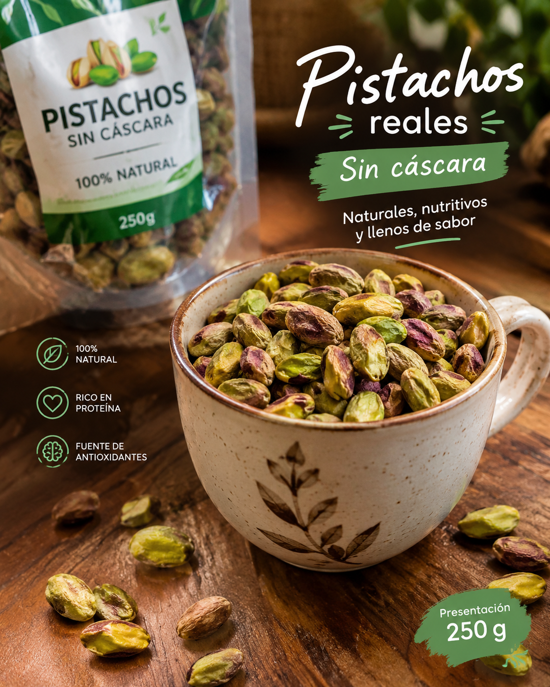 PISTACHO NATURAL SIN CASCARA